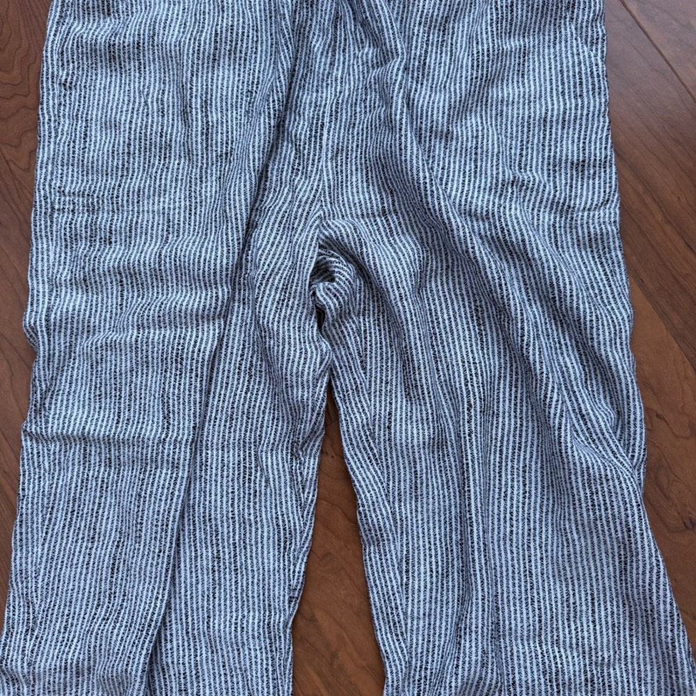 Aerie Womens Wide Leg Striped Beach Pants Black White Drawstring Raw Hem L NWT - Picture 3 of 11